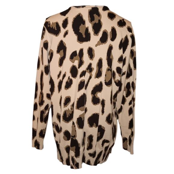 BELLE KIM GRAVEL Sweater Top M Animal Print Cheetah Leopard V-Neck Office Career - Picture 7 of 7